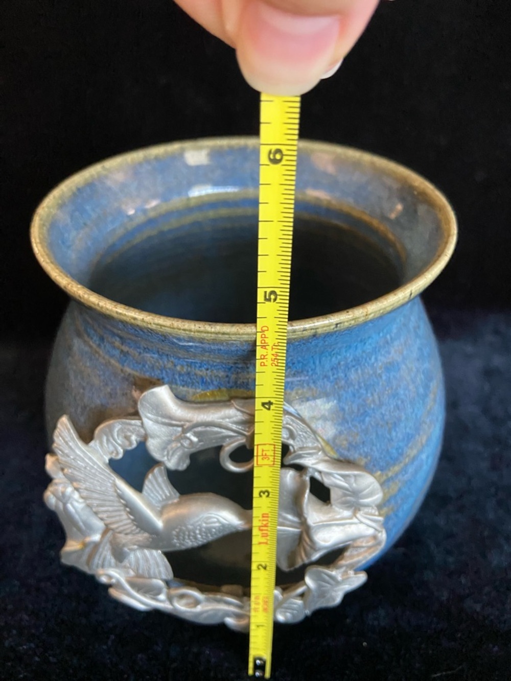🩵 Studio Pottery Hand Thrown Hummingbird Plaque Candle Holder Artist Signed - Picture 7 of 9